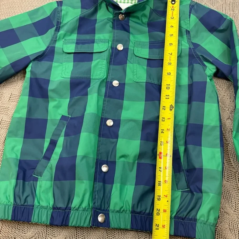 Cat & Jack Boys Green and Blue Plaid Raincoat ~ 8/10